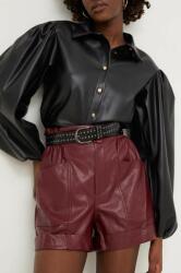 Answear Lab pantaloni scurti femei, culoarea bordo, neted, high waist BBYH-SZD003_83X