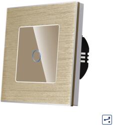 Luxion Intrerupator Simplu Cap Scara / Cruce cu Touch din Sticla si Rama de Aluminiu LUXION, Serie A - culoare auriu