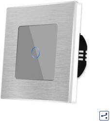 Luxion Intrerupator Simplu Cap Scara / Cruce cu Touch din Sticla si Rama de Aluminiu LUXION, Serie A - culoare gri