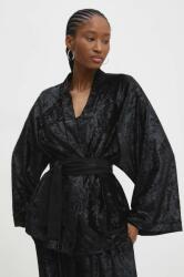 Answear Lab jachetă de catifea culoarea negru, desfacut, neted BPYH-KZD003_99X