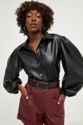 ANSWEAR camasa femei, culoarea negru, cu guler clasic, regular BBYH-KDD00A_99X