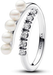 Pandora kezelt édesvízi tenyésztett gyöngyök és pavé nyitott végű gyűrű - 193145C01-48 (193145C01-48)