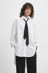ANSWEAR cămașă de bumbac de damă, culoarea alb, relaxed, cu guler clasic BBYH-KDD00W_00X