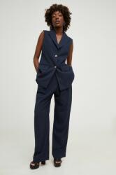 Answear Lab pantaloni femei, culoarea albastru marin, lat, high waist BBYH-SPD008_59X