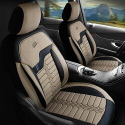 Panda Set Huse Scaune Auto pentru Seat Altea - Panda Londra, cu fermoare pentru bancheta rabatabila, bej - negru , 11 piese