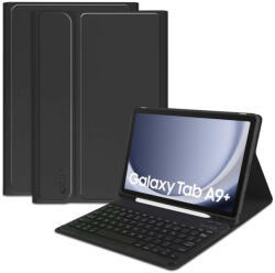 Samsung Tab A9 Plus (11.0) SM-X210 / X215 / X216B, Bluetooth billentyűzetes mappa tok, érintőceruza tartó, TP SC Pen + Keyboard, fekete - tok-shop