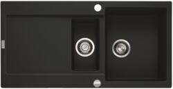 Franke MARIS 651-A másfél medencés gránit mosogató automata dugóemelő, szifonnal, matt fekete, beépíthető (114.0627.286)