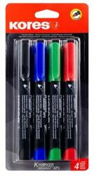 Kores Alkoholos marker készlet, 3 mm, kúpos, KORES "Eco K-Marker", 4 különbözõ szín (4 db)