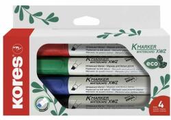 Kores Tábla- és flipchart marker készlet, 3-5 mm, vágott, KORES "ECO K-Marker XW2", 4 különbözõ szín (4 db) (IK20744)