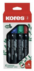 Kores Alkoholos marker készlet, 3-5 mm, vágott, KORES "ECO K-Marker XP2", 4 különböző szín (20784) - iroszer24