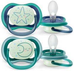 Philips SCF376/13 Játszócumi Ultra air éjszakai 6-18hó fiús, 2db (SCF376/13)