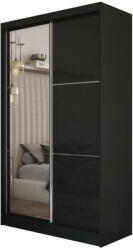 Expedo Dulap cu ușă glisantă KUREZ cu oglindă, 120x216x61, negru Garderoba