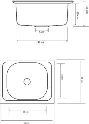 Lisa Chiuveta inox suspendata 40x50 cm cu racord flexibil - o cuva pentru masca (ZLN0148SF) Chiuveta