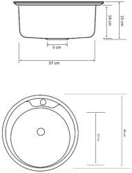 Zinox Chiuveta rotunda inox 48cm pentru bucatarie - finisaj anticalcar cu sifon si preaplin ZLN-6300 (ZLN6300SIFON) Chiuveta