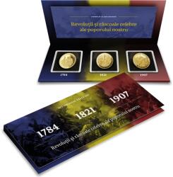 Casa de Monede Trei evenimente celebre românești - set exclusiv aniversar de piese înnobilate cu aur pur Moneda