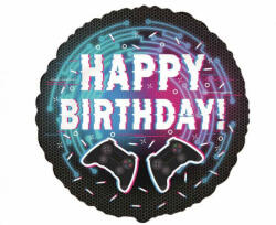 Flexmetal Szülinapi lufi 18" 45cm Happy Birthday, kontroller, Gamer (LUFI542108)