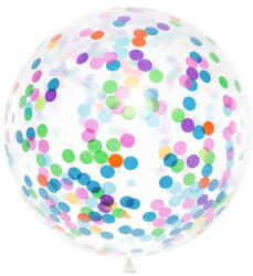 Partydeco Lufi 1m-es léggömb, Átlátszó, konfettivel töltött (LUFI256685)