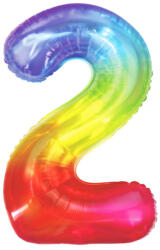 PartyPal Számos lufi 34" 86cm óriás Rainbow, szivárvány, szám, számjegy 2-es (LUFI299581)