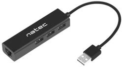 NATEC Докинг станция Natec Dragonfly, от USB-A към 3x USB-A, 1x RJ45, черна (NHU-1413)