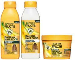 Garnier Fructis Hair Food Banana Nourishing Shampoo set șampon 350 ml + balsam de păr 350 ml + mască de păr 400 ml pentru femei