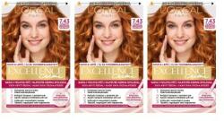L'Oréal Excellence Creme Triple Protection set 3x vopsea de păr 48 ml Nuanţă 7, 43 Dark Copper Gold Blonde pentru femei