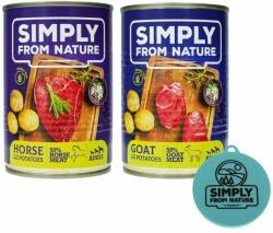 Simply from Nature Mix hrana caine, capra cu cartofi + cal cu cartofi 400 g x 12 buc + capac pentru conserve