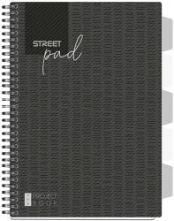 STREET Spirálfüzet STREET Pad regiszteres A/4 vonalas 100 lapos fekete