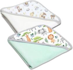 Kidizi Set doua prosoape bebelus din bumbac cu gluga 90x90 cm Kidizi Safari Dream (5949551908197)