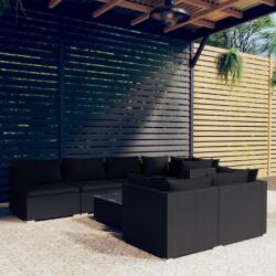 vidaXL Set mobilier de grădină cu perne, 8 piese, negru, poliratan (3102464) - maryon