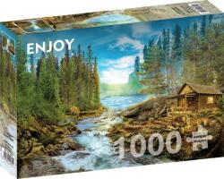 Enjoy 1000 db-os puzzle - A Log Cabin by the Rapids (1605) (1605)