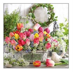  Szalvéta 1db 25x25cm Spring Bouquet, Tavaszi csokor