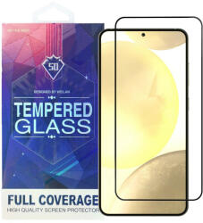 Samsung Galaxy S24 5G üvegfólia, tempered glass, előlapi, 5D, edzett, hajlított, fekete kerettel (újjlenyomat olvasóval működik)