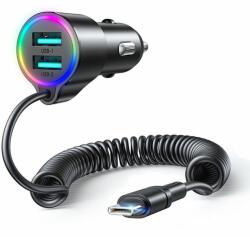 JOYROOM Incarcator Auto 2x USB, 17W + Cablu Type-C - JoyRoom (JR-CL24) - Negru