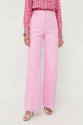 Victoria Beckham nadrág női, rózsaszín, magas derekú széles - rózsaszín 34