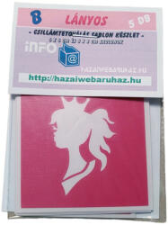 Lányos - csillámtetoválás SABLON készlet - 5 darabos - "B" variáció