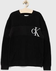 Calvin Klein gyerek pamut pulóver fekete - fekete 164