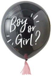 PartyPal 3 feet 91cm Fekete léggömb babaváróra, Boy or Girl, Rózsaszín konfettivel (LUFI217799)