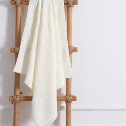 Firststepsshop Patura tricotata pentru bebelusi, 100% bumbac alb, 80x90 cm