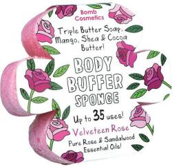 BOMB Cosmetics Sapun exfoliant cu burete Velveteen Rose Body Buffer, Bomb Cosmetics, 200 g