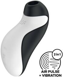 Satisfyer Stimulator Orca, 11 Viteze Suctiune, 12 Moduri Vibratii, Silicon, USB, IPX 7, Alb/Negru Vibrator