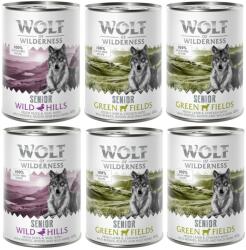 Wolf of Wilderness Wolf of Wilderness Senior Pachet mixt - Green Fields & Wild Hills 6 x 400 g: 4xMiel pui, 2xRață vițel