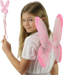 Rappa Aripi de fluture roz cu baghetă (RP222731) Costum bal mascat copii