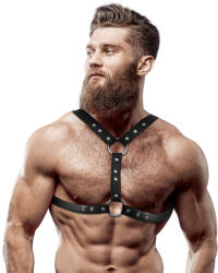 Fetish Submissive Attitude Chest Harness Double Fastening & Studs Eco Leather Men Black