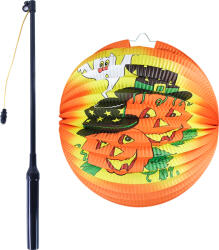 Rappa Lámpás Halloween vidám tök 25 cm fénypálcával 39 cm (RP192577)