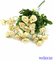  Apró kb 25 fejes selyem rózsa csokor 33 cm - Krém