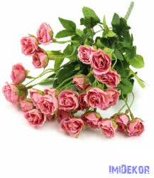  Apró kb 25 fejes selyem rózsa csokor 33 cm - Rózsaszín
