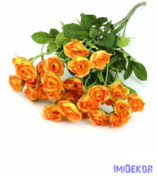 Apró kb 25 fejes selyem rózsa csokor 33 cm - Narancs