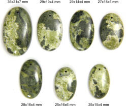  Cabochon din Vesuvianit Natural cu Gaura - Oval - 25-36x14-21x4-7 mm - 1 Buc