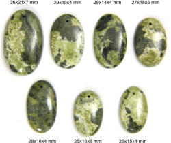  Pandantiv/Cabochon din Vesuvianit Natural cu Gaura - Oval - 25-36x14-21x4-7 mm - 1 Buc