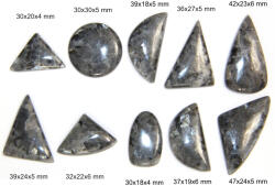 Cabochon Larvikit Mineral Natural - Triunghi - Rotund - Picatura - Neregulat - 30-47x18-30x4-6 mm - 1 Buc